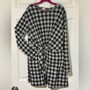 Zara Girls Black & White Gingham Long Sleeve Dress Size 11/12